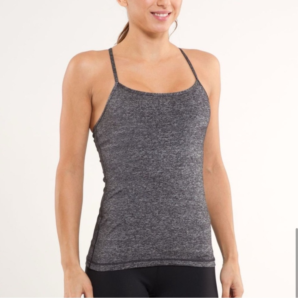 Lululemon Women’s Size 6 Grey Racer Back Workout Yoga Top With Built In Bra - Picture 2 of 6